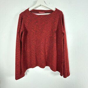Cut Loose Womens Red Black Textured Long Sleeve Boat Neck Top Size Medium Casual